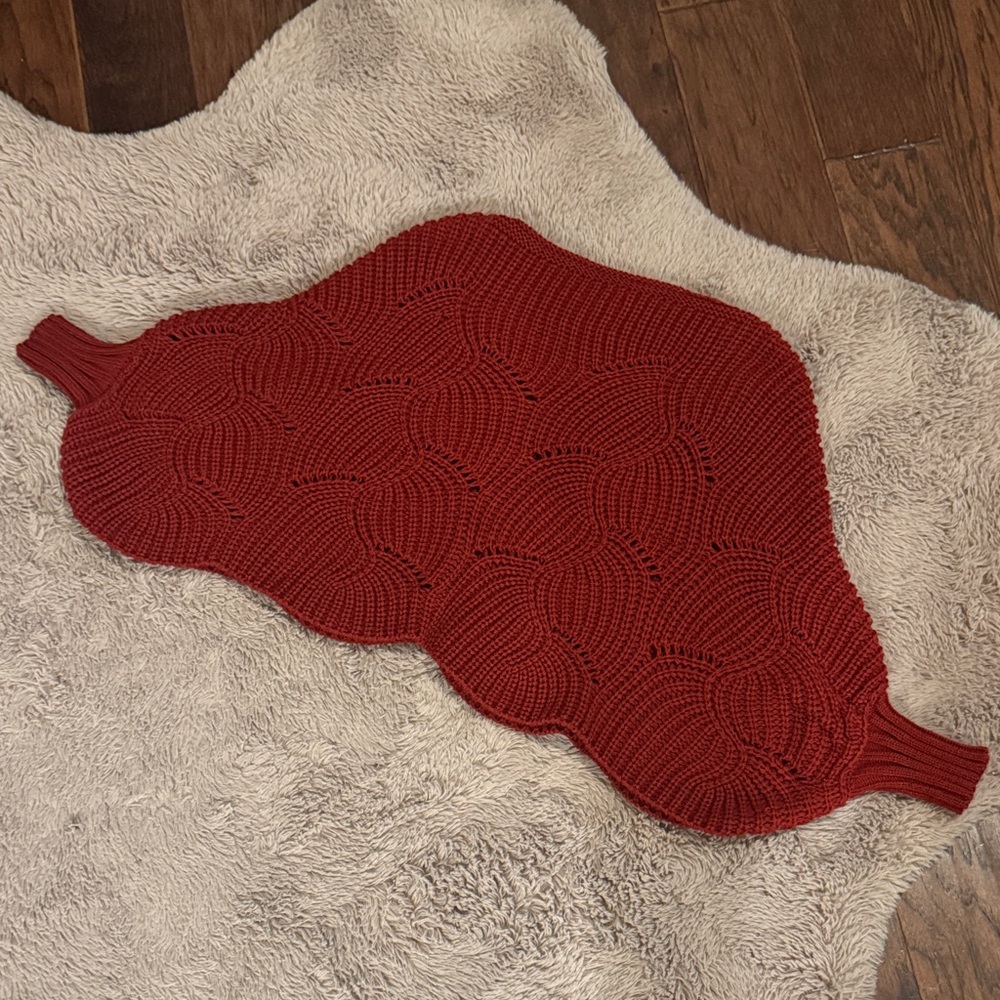 Women’s Dark Red Knit Sweater Poncho Knit Top Casual Dressy Shrug Shirt One Size - Picture 8 of 11